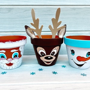 Téli cserépkék, Otthon & Életmód, Dekoráció, Dísztárgy, Festészet, Festett tárgyak, MESKA