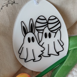 Szellemes, halloween-i húsvéti tojás (plexi), Otthon & Életmód, Dekoráció, Fali és függő dekoráció, Falra akasztható dekor, Mindenmás, MESKA