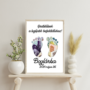 Babaköszöntő ajándék, babaváró ajándék, újszülött köszöntő ajándék, keresztelő ajándék - pénzátadó képkeret - babatalpak - Meska.hu