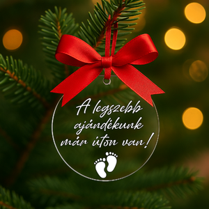 Baba bejelentő karácsonyfadísz, Baba emlékörző, Baba bejelentő korong, Babaváró ajándék, Karácsony, Karácsonyi lakásdekoráció, Karácsonyfadíszek, Festett tárgyak, Mindenmás, MESKA