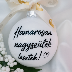 Baba bejelentő karácsonyi gömb, üveggömb, névre szóló, mama, papa bejelentő, Karácsony, Karácsonyi lakásdekoráció, Karácsonyfadíszek, Fotó, grafika, rajz, illusztráció, Mindenmás, MESKA