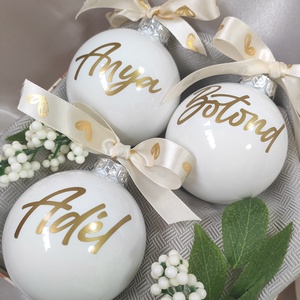 Névre szóló karácsonyi üveg gömb, egyedi karácsonyfa dísz, névre szóló - Meska.hu