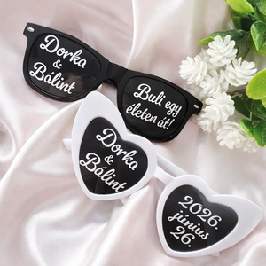 Menyasszony�Vőlegény páros party szemüveg � egyedi felirattal, party szemüveg, legénybúcsú szemüveg, lánybúcsú szemüveg - Meska.hu