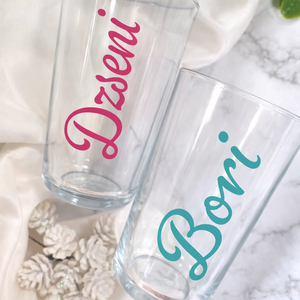 Névre szóló pohár készlet, pálinkás pohár köszönőajándék, ültető pohár, neves pohár, üveg pohár - esküvő - emlék & ajándék - köszönőajándék - Meska.hu