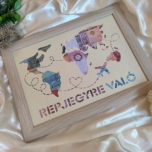 Esküvői Ajándék, Nászajándék, Nászút Pénzátadó Képkeret - Térkép, Otthon & Életmód, Papír, írószer, Ajándékozás kellékei, Pénzátadó képkeret, Papírművészet, MESKA