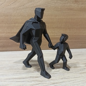 Hős Apa Sétál a Fiával/Lányával 3D Nyomtatott Apák napi Ajándék PLA Szobrocska Fekete, Fehér, Szürke - otthon & életmód - dekoráció - asztal és polc dekoráció - könyvszobor - Meska.hu