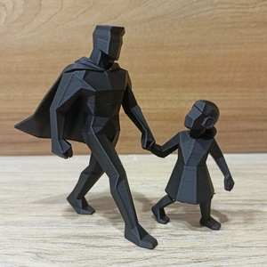 Hős Apa Sétál a Fiával/Lányával 3D Nyomtatott Apák napi Ajándék PLA Szobrocska Fekete, Fehér, Szürke - otthon & életmód - dekoráció - asztal és polc dekoráció - könyvszobor - Meska.hu