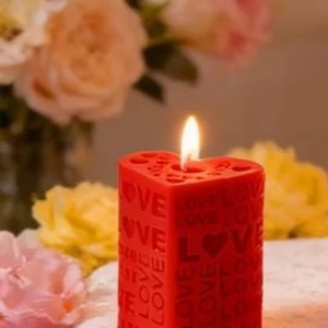Szív tömb gyertya love feliratokkal , Otthon & Életmód, Gyertya, illat, aroma, Gyertya, Festett tárgyak, Gyertya-, mécseskészítés, MESKA