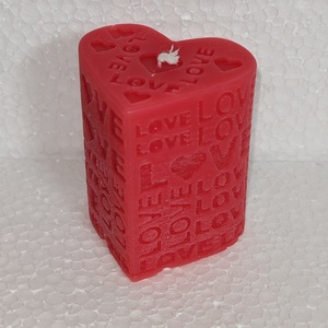 Szív tömb gyertya love feliratokkal  - otthon & életmód - gyertya, illat, aroma - gyertya - Meska.hu