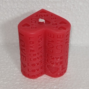 Szív tömb gyertya love feliratokkal  - otthon & életmód - gyertya, illat, aroma - gyertya - Meska.hu