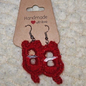 Horgolt cicás fülbevaló - Meska.hu