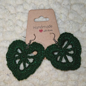 Levél horgolt fülbevaló - ékszer - fülbevaló - lógó fülbevaló - Meska.hu