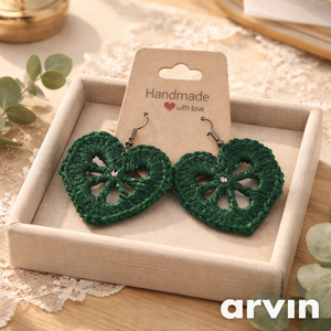 Levél horgolt fülbevaló - ékszer - fülbevaló - lógó fülbevaló - Meska.hu
