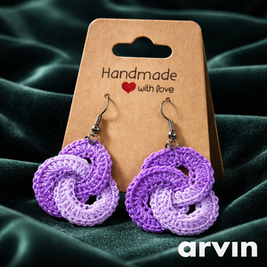 Tündércsomó horgolt fülbevaló, Ékszer, Fülbevaló, Lógó fülbevaló, Horgolás, MESKA