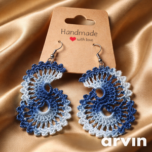 Fonott álom horgolt fülbevaló, Ékszer, Fülbevaló, Lógó fülbevaló, Horgolás, MESKA