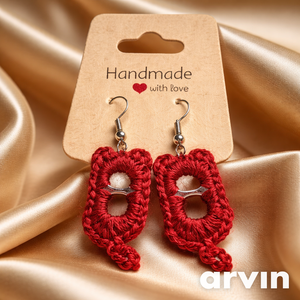 Horgolt cicás fülbevaló - ékszer - fülbevaló - lógó fülbevaló - Meska.hu