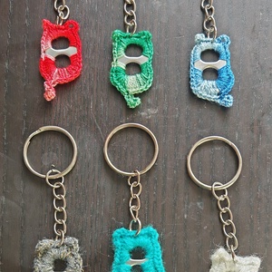 Horgolt cicás kulcstartó  - táska & tok - kulcstartó & táskadísz - kulcstartó - Meska.hu