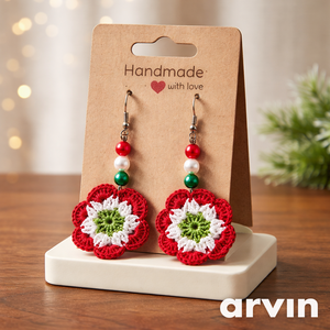 Horgolt kokárda fülbevaló - Meska.hu