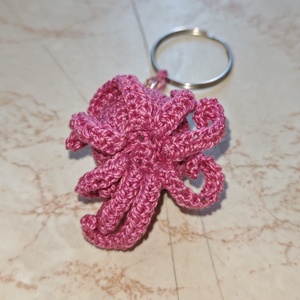 Rózsaszín Octopus horgolt polip kulcstartó  - táska & tok - kulcstartó & táskadísz - kulcstartó - Meska.hu