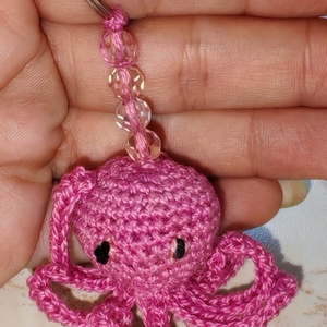 Rózsaszín Octopus horgolt polip kulcstartó  - táska & tok - kulcstartó & táskadísz - kulcstartó - Meska.hu