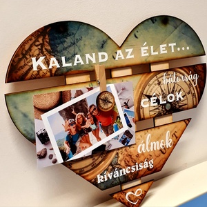 Szív alakú fényképes ajándék, Otthon & Életmód, Dekoráció, Kép & Falikép, Fából készült kép, Decoupage, transzfer és szalvétatechnika, MESKA