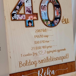 Szülinapi fatábla montázs, Otthon & Életmód, Dekoráció, Kép & Falikép, Táblakép, Decoupage, transzfer és szalvétatechnika, Gravírozás, pirográfia, MESKA
