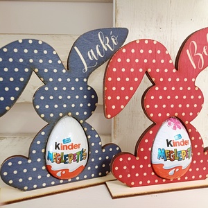 Kindertojástartó nyuszi, Otthon & Életmód, Dekoráció, Asztal és polc dekoráció, Asztaldísz, Decoupage, transzfer és szalvétatechnika, Famegmunkálás, MESKA