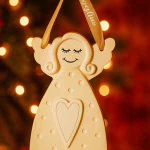 Kerámia angyalka névre szóló szalaggal - Meska.hu