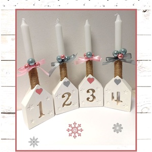 Adventi házikó dísz, Karácsony, Adventi díszek, Adventi gyertyadíszek és koszorúdíszek, Kerámia, MESKA