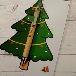 Gravírozott bambusztoll karácsonyi ruhában, Otthon & Életmód, Papír, írószer, Ceruza & Toll, Fotó, grafika, rajz, illusztráció, Gravírozás, pirográfia, MESKA