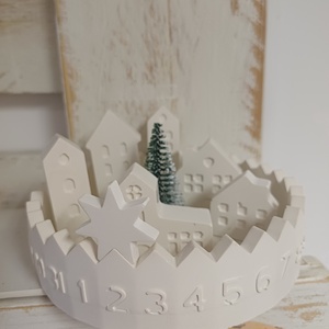 Naptártálka házikókkal, Karácsony, Karácsonyi lakásdekoráció, Karácsonyi lakásdíszek, , MESKA