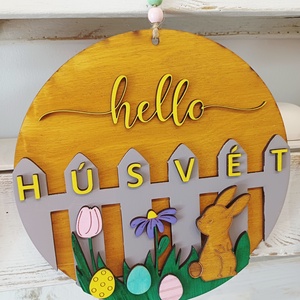 Hello Tavasz+ Hello Húsvét kétoldalas ajtódísz - Meska.hu