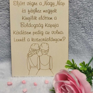 Gravírozott koszorúslány felkerő - Judit minta, Esküvő, Meghívó & Kártya, Koszorúslány felkérő, Famegmunkálás, Gravírozás, pirográfia, MESKA