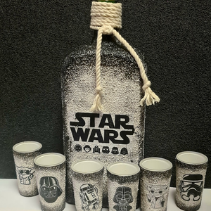 Star wars pálinkás üveg szett, Otthon & Életmód, Konyhafelszerelés, tálalás, Tálalás, Pálinkás poharak, szettek, Decoupage, transzfer és szalvétatechnika, MESKA