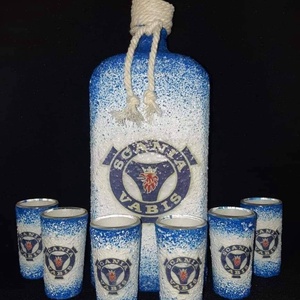 Egyedi üveg szett  Bármilyen mintával rendelhető , Otthon & Életmód, Konyhafelszerelés, tálalás, Tálalás, Pálinkás poharak, szettek, Decoupage, transzfer és szalvétatechnika, MESKA