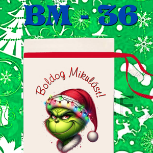 Egyedi,névre szóló Mikulás Grinch mintával - karácsony - mikulás - mikulás zsák - Meska.hu