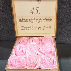 Szatén rózsabox, Esküvő, Emlék & Ajándék, Doboz, Gravírozás, pirográfia, MESKA