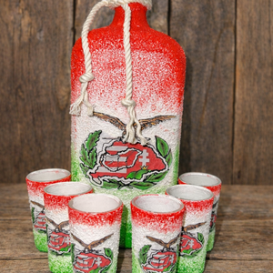 Nagy Magyarország -  pálinkás üveg szett, Otthon & Életmód, Konyhafelszerelés, tálalás, Tálalás, Pálinkás poharak, szettek, Decoupage, transzfer és szalvétatechnika, MESKA