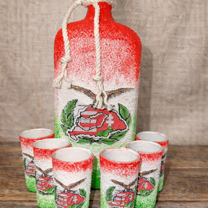 Nagy Magyarország -  pálinkás üveg szett - otthon & életmód - konyhafelszerelés, tálalás - tálalás - pálinkás poharak, szettek - Meska.hu