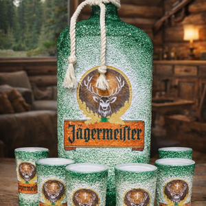 J�germeister-  pálinkás üveg szett - otthon & életmód - konyhafelszerelés, tálalás - tálalás - pálinkás poharak, szettek - Meska.hu