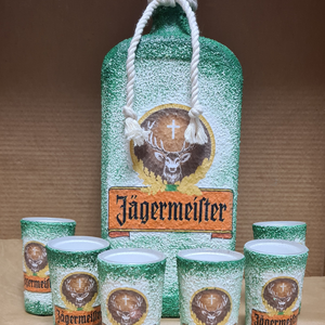J�germeister-  pálinkás üveg szett - otthon & életmód - konyhafelszerelés, tálalás - tálalás - pálinkás poharak, szettek - Meska.hu