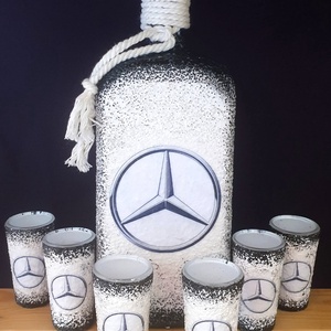Mercedes -  pálinkás üveg szett - otthon & életmód - konyhafelszerelés, tálalás - tálalás - pálinkás poharak, szettek - Meska.hu