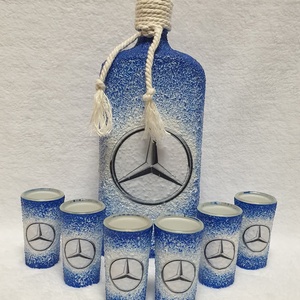 Mercedes -  pálinkás üveg szett - otthon & életmód - konyhafelszerelés, tálalás - tálalás - pálinkás poharak, szettek - Meska.hu