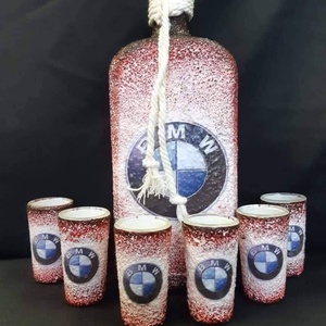 BMW -  pálinkás üveg szett - otthon & életmód - konyhafelszerelés, tálalás - tálalás - pálinkás poharak, szettek - Meska.hu