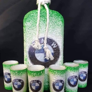 BMW -  pálinkás üveg szett - otthon & életmód - konyhafelszerelés, tálalás - tálalás - pálinkás poharak, szettek - Meska.hu