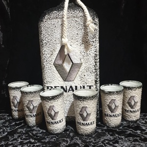 RENAULT -  pálinkás üveg szett, Otthon & Életmód, Konyhafelszerelés, tálalás, Tálalás, Pálinkás poharak, szettek, Decoupage, transzfer és szalvétatechnika, MESKA