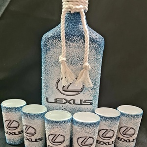 Lexus -  pálinkás üveg szett, Otthon & Életmód, Konyhafelszerelés, tálalás, Tálalás, Pálinkás poharak, szettek, Decoupage, transzfer és szalvétatechnika, MESKA