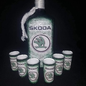 Skoda -  pálinkás üveg szett - otthon & életmód - konyhafelszerelés, tálalás - tálalás - pálinkás poharak, szettek - Meska.hu
