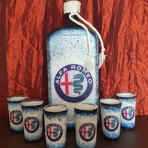 Alfa Romeo -  pálinkás üveg szett - otthon & életmód - konyhafelszerelés, tálalás - tálalás - pálinkás poharak, szettek - Meska.hu