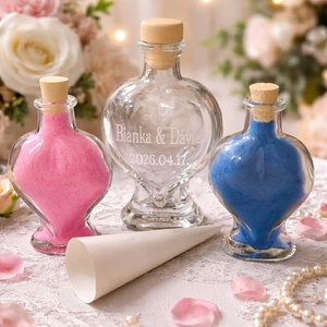 Gravírozott csupa szív homoköntő szett homokkal, Esküvő, Emlék & Ajándék, Nászajándék, Ceremónia szett, Gravírozás, pirográfia, MESKA